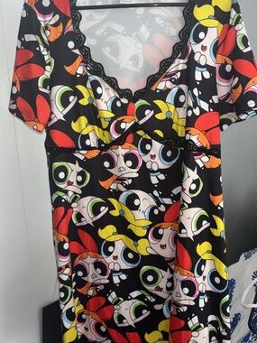 SHEIN Black Multicolor Cartoon Print Mini Dress 0XL